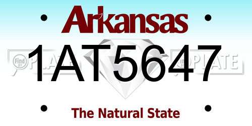 1AT5647 Arkansas License Plate