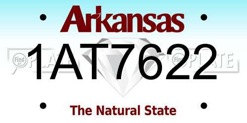 1AT7622 Arkansas License Plate