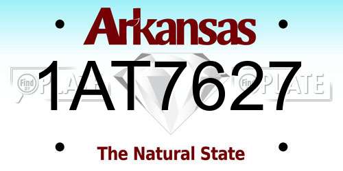 1AT7627 Arkansas License Plate