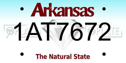 1AT7672 Arkansas License Plate