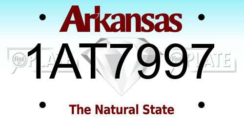1AT7997 Arkansas License Plate