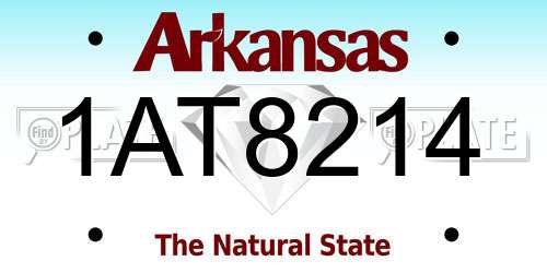 1AT8214 Arkansas License Plate