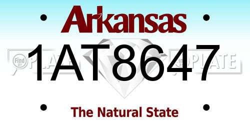 1AT8647 Arkansas License Plate