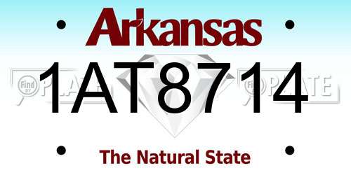 1AT8714 Arkansas License Plate