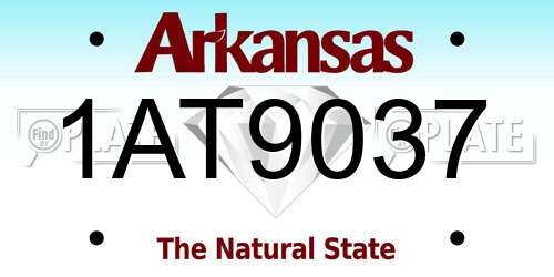 1AT9037 Arkansas License Plate
