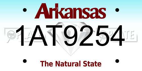 1AT9254 Arkansas License Plate