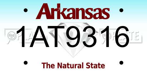 1AT9316 Arkansas License Plate