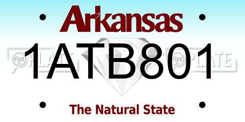 1ATB801 Arkansas License Plate