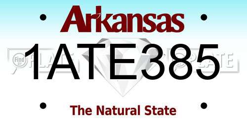 1ATE385 Arkansas License Plate