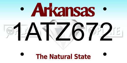 1ATZ672 Arkansas License Plate
