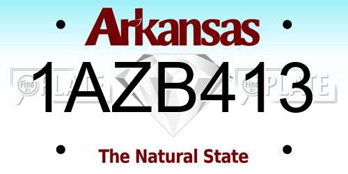 1AZB413 Arkansas License Plate