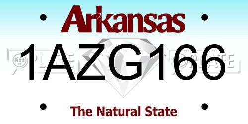 1AZG166 Arkansas License Plate