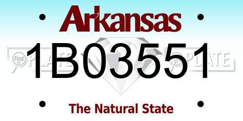 1B03551 Arkansas License Plate