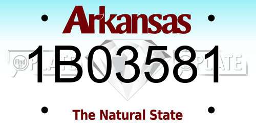 1B03581 Arkansas License Plate