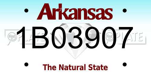 1B03907 Arkansas License Plate