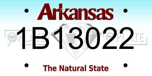 1B13022 Arkansas License Plate