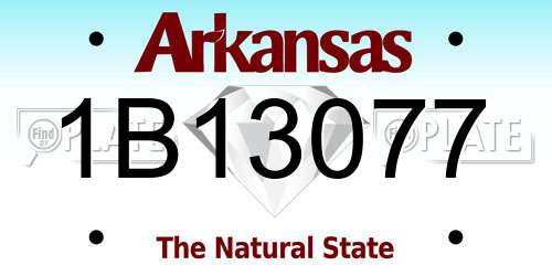 1B13077 Arkansas License Plate