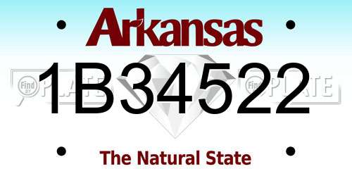 1B34522 Arkansas License Plate