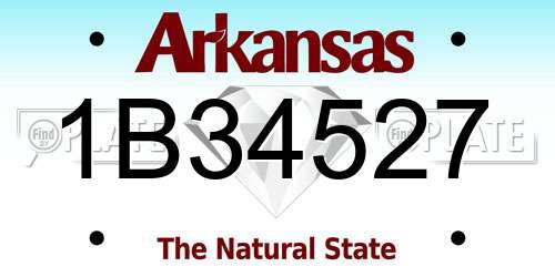 1B34527 Arkansas License Plate