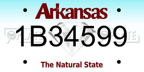 1B34599 Arkansas License Plate
