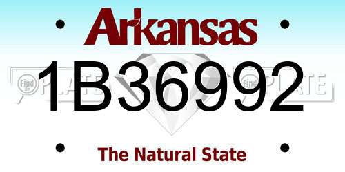 1B36992 Arkansas License Plate