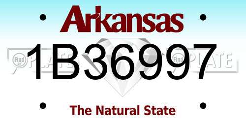 1B36997 Arkansas License Plate
