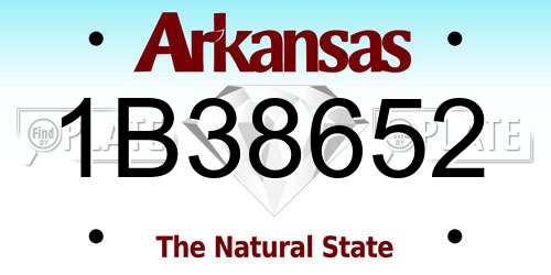 1B38652 Arkansas License Plate