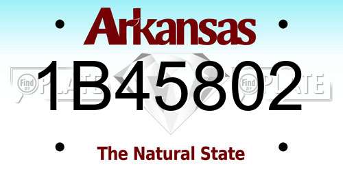 1B45802 Arkansas License Plate