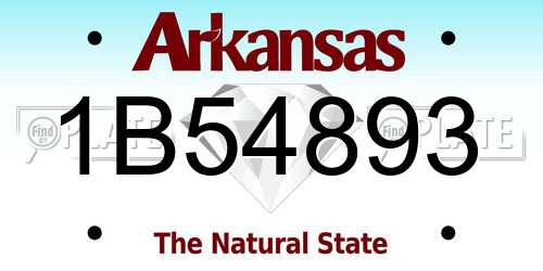 1B54893 Arkansas License Plate