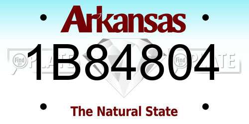 1B84804 Arkansas License Plate