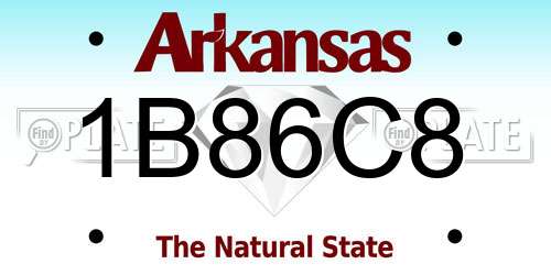 1B86C8 Arkansas License Plate