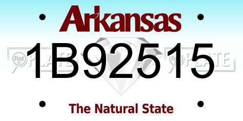 1B92515 Arkansas License Plate