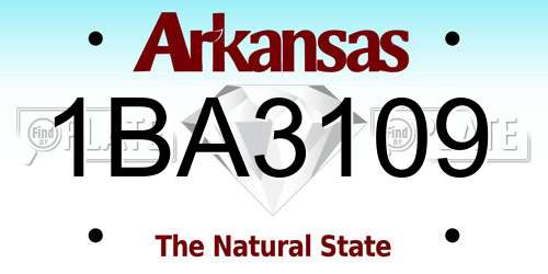 1BA3109 Arkansas License Plate