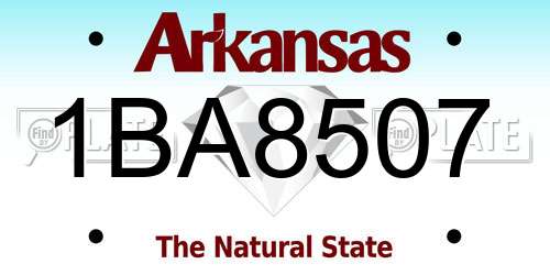 1BA8507 Arkansas License Plate
