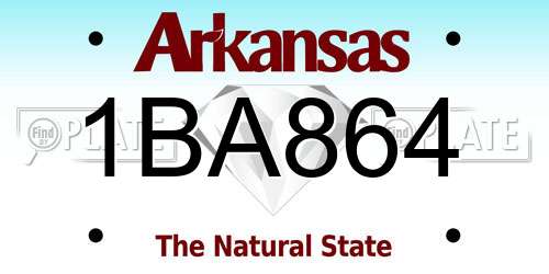 1BA864 Arkansas License Plate