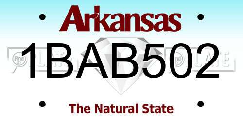 1BAB502 Arkansas License Plate