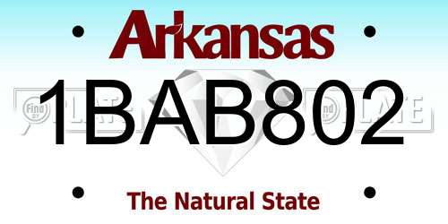 1BAB802 Arkansas License Plate