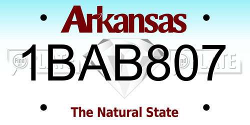 1BAB807 Arkansas License Plate