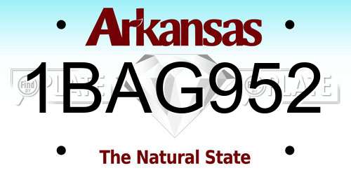 1BAG952 Arkansas License Plate