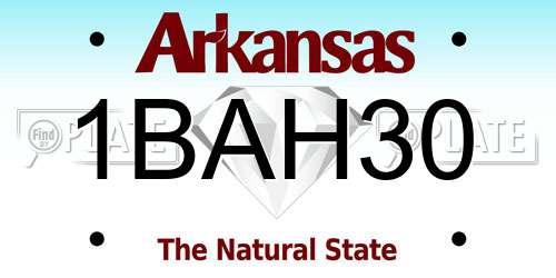 1BAH30 Arkansas License Plate