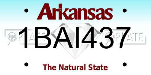 1BAI437 Arkansas License Plate