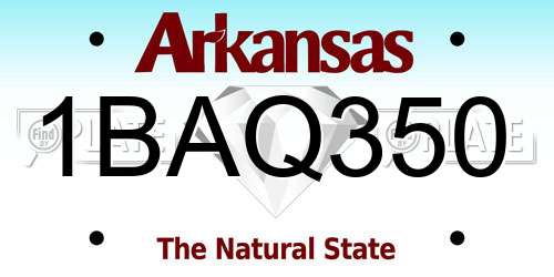 1BAQ350 Arkansas License Plate