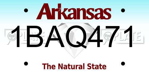 1BAQ471 Arkansas License Plate
