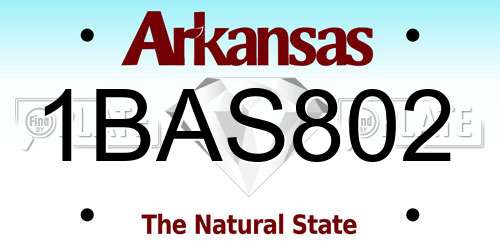 1BAS802 Arkansas License Plate