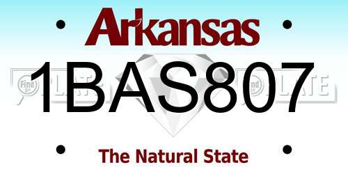1BAS807 Arkansas License Plate