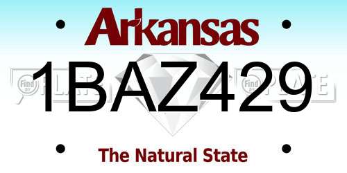 1BAZ429 Arkansas License Plate