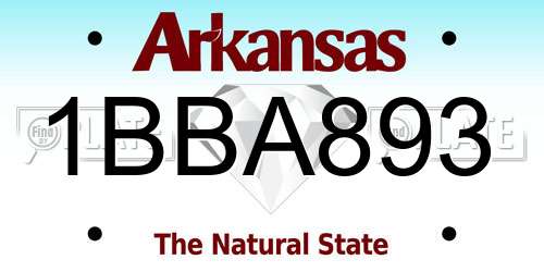 1BBA893 Arkansas License Plate