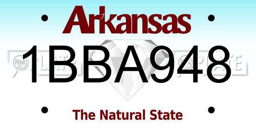 1BBA948 Arkansas License Plate