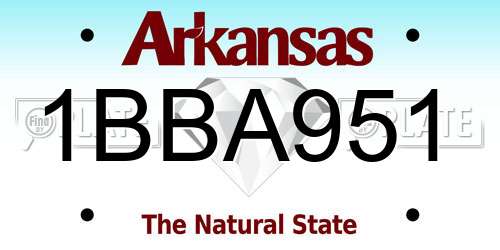 1BBA951 Arkansas License Plate