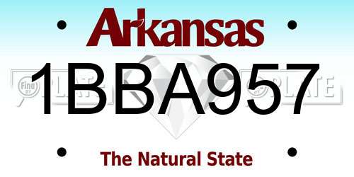 1BBA957 Arkansas License Plate